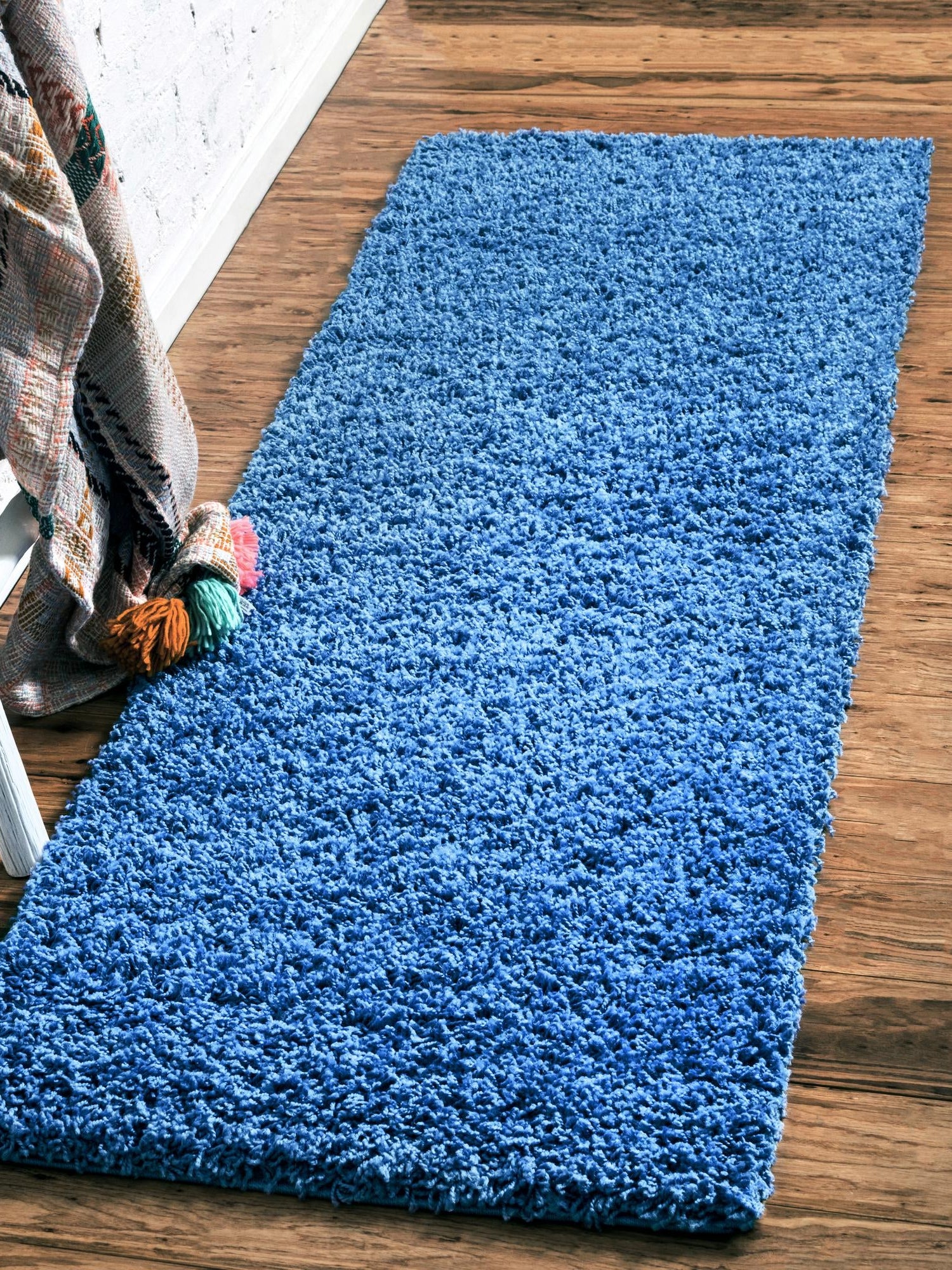 Periwinkle Blue 2' 7 x 10' Solid Shag Runner Area Rug Thick Soft Touch Fluffy & Plush Shaggy Pile Durable Minimalist Carpet for Classic Interior Design for Sale at Rug Engine