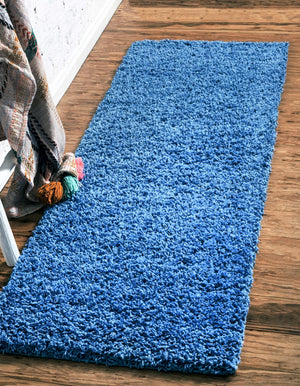 Periwinkle Blue 2' 7 x 10' Solid Shag Runner Area Rug Thick Soft Touch Fluffy & Plush Shaggy Pile