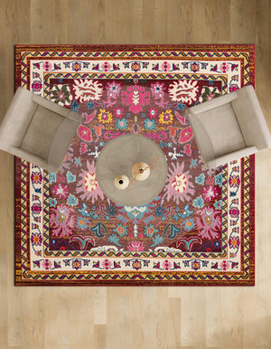 Multicolor 8' x 8' Medici Square Area Rug 100% Polypropylene Traditional Vintage Classic Carpet for Home Interior Design Decor for Sale at Rug Engine