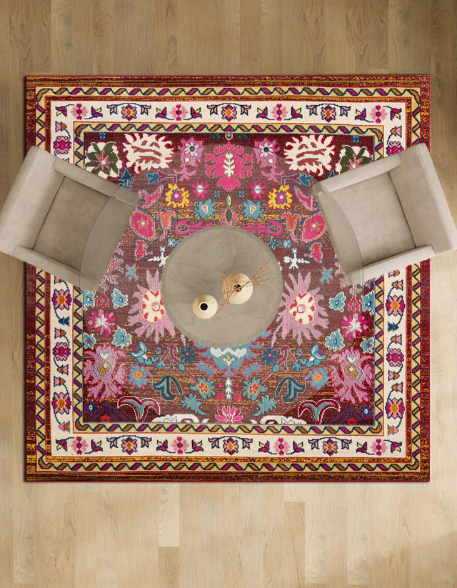 Multicolor 8' x 8' Medici Square Area Rug 100% Polypropylene Traditional Vintage Classic Carpet for Home Interior Design Decor for Sale at Rug Engine