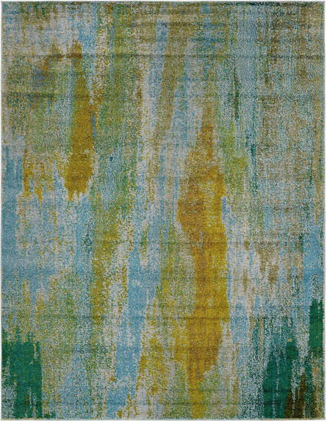 Turquoise 8' x 10' Jardin Rectangle Area Rug 100% Polypropylene With Cotton Backing Colorful & Vivid Modern Carpet for Home Decor for Sale at Rug Engine