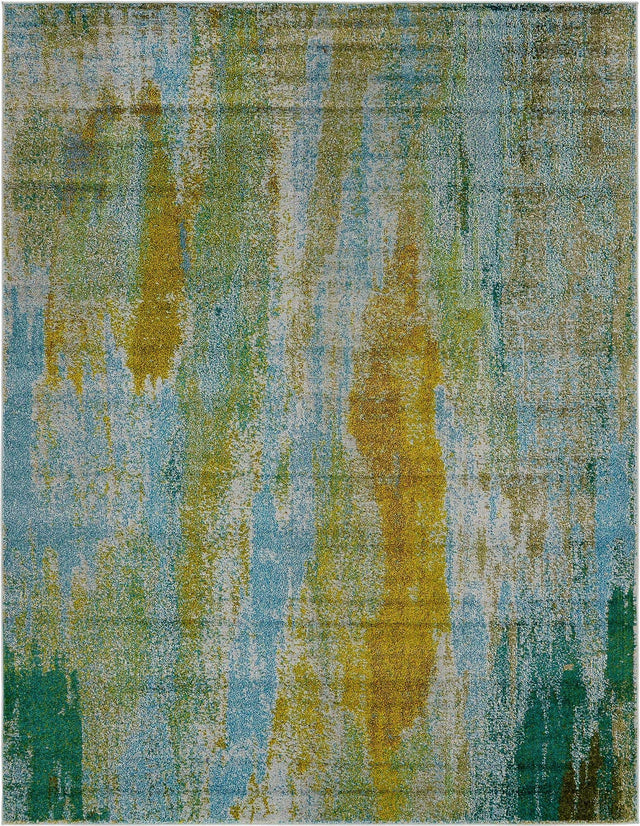 Turquoise 8' x 10' Jardin Rectangle Area Rug 100% Polypropylene With Cotton Backing Colorful & Vivid Modern Carpet for Home Decor for Sale at Rug Engine