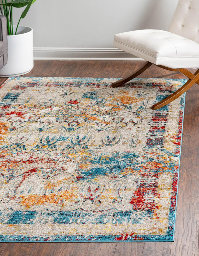 Multicolor 6' 1 x 9' Rosso Rectangle Area Rug Vintage Distressed Faded Traditional Design Carpet for Unique Home Interior Design for Sale at Rug Engine