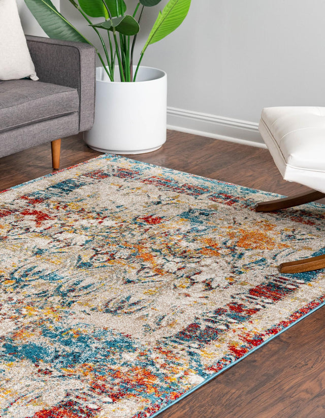Multicolor 7' 1 x 10' Rosso Rectangle Area Rug Vintage Distressed Faded Traditional Design Carpet for Unique Home Interior Design for Sale at Rug Engine