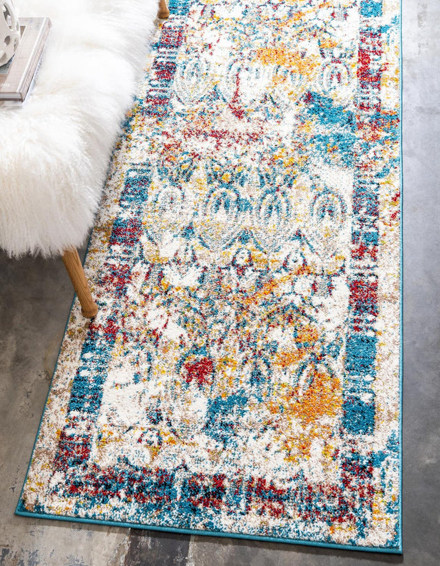 Multicolor 2' 7 x 12' Rosso Runner Area Rug Vintage Distressed Faded Traditional Design Carpet for Unique Home Interior Design for Sale at Rug Engine