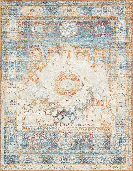 Beige 8' x 10' Rosso Rectangle Area Rug Vintage Distressed Faded Traditional Design Carpet for Unique Home Interior Design for Sale at Rug Engine