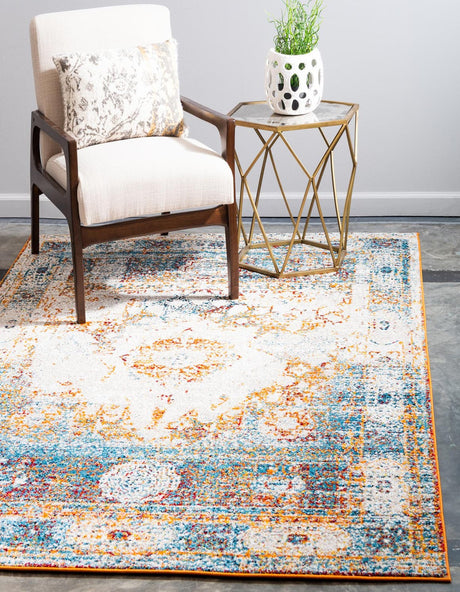 Beige 4' 1 x 6' 1 Rosso Rectangle Area Rug Vintage Distressed Faded Traditional Design Carpet for Unique Home Interior Design for Sale at Rug Engine