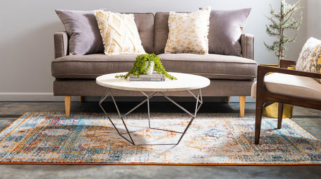 Beige 8' x 10' Rosso Rectangle Area Rug Vintage Distressed Faded Traditional Design Carpet for Unique Home Interior Design for Sale at Rug Engine