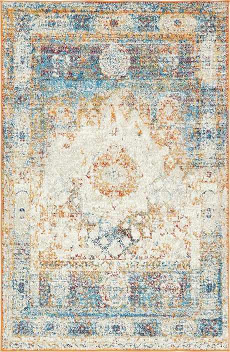 Beige 4' 1 x 6' 1 Rosso Rectangle Area Rug Vintage Distressed Faded Traditional Design Carpet for Unique Home Interior Design for Sale at Rug Engine