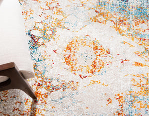 Beige 3' 3 x 3' 3 Rosso Round Area Rug Vintage Distressed Faded Traditional Design Carpet for Unique Home Interior Design for Sale at Rug Engine