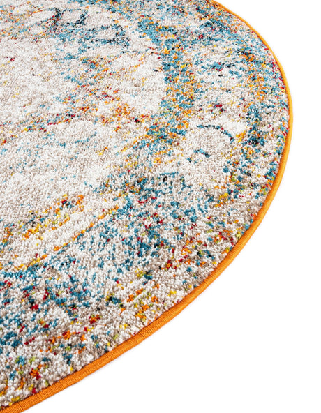 Beige 3' 3 x 3' 3 Rosso Round Area Rug Vintage Distressed Faded Traditional Design Carpet for Unique Home Interior Design for Sale at Rug Engine