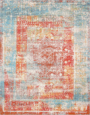 Multicolor 8' x 10' Rosso Rectangle Area Rug Vintage Distressed Faded Traditional Design Carpet for Unique Home Interior Design for Sale at Rug Engine