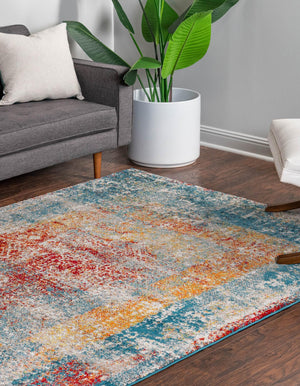 Multicolor 2' x 3' 1 Rosso Rectangle Area Rug Vintage Distressed Faded Traditional Design Carpet for Unique Home Interior Design for Sale at Rug Engine