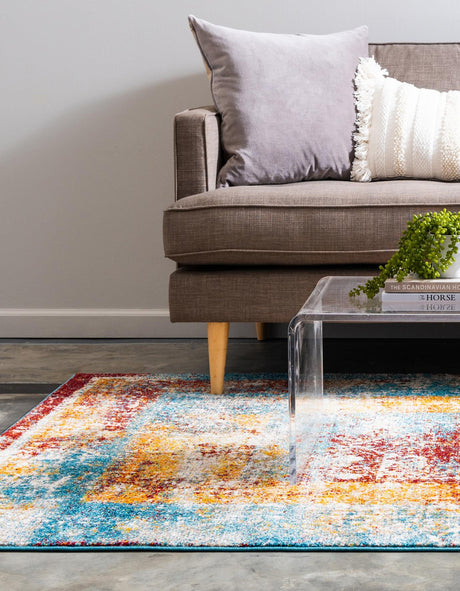 Multicolor 8' x 10' Rosso Rectangle Area Rug Vintage Distressed Faded Traditional Design Carpet for Unique Home Interior Design for Sale at Rug Engine