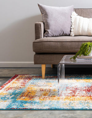 Multicolor 9' x 12' 2 Rosso Rectangle Area Rug Vintage Distressed Faded Traditional Design Carpet for Unique Home Interior Design for Sale at Rug Engine