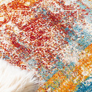 Multicolor 8' x 10' Rosso Rectangle Area Rug Vintage Distressed Faded Traditional Design Carpet for Unique Home Interior Design for Sale at Rug Engine