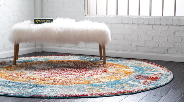Multicolor 3' 3 x 3' 3 Rosso Round Area Rug Vintage Distressed Faded Traditional Design Carpet for Unique Home Interior Design for Sale at Rug Engine
