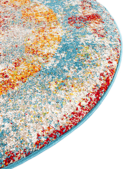 Multicolor 3' 3 x 3' 3 Rosso Round Area Rug Vintage Distressed Faded Traditional Design Carpet for Unique Home Interior Design for Sale at Rug Engine