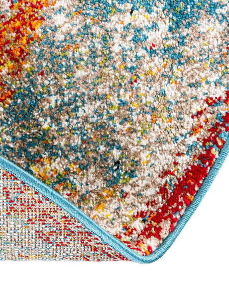Multicolor 4' 1 x 4' 1 Rosso Round Area Rug Vintage Distressed Faded Traditional Design Carpet for Unique Home Interior Design for Sale at Rug Engine