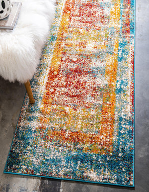 Multicolor 2' x 6' 1 Rosso Runner Area Rug Vintage Distressed Faded Traditional Design Carpet for Unique Home Interior Design for Sale at Rug Engine