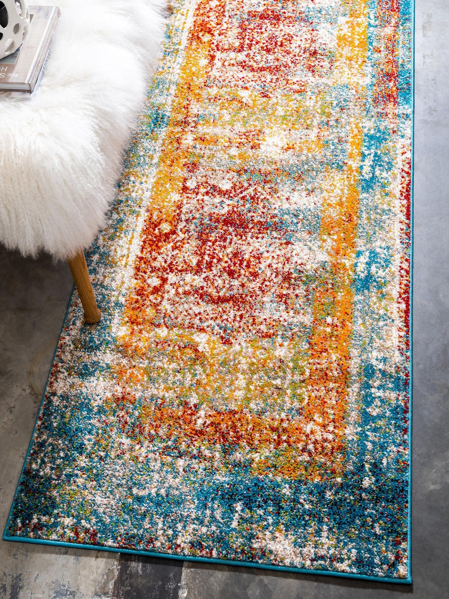Multicolor 2' 7 x 10' Rosso Runner Area Rug Vintage Distressed Faded Traditional Design Carpet for Unique Home Interior Design for Sale at Rug Engine