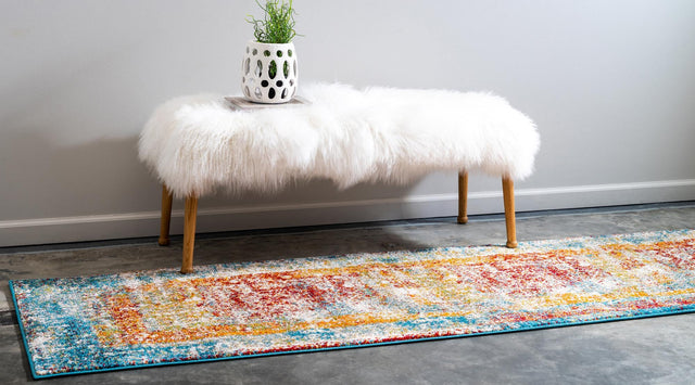 Multicolor 2' x 6' 1 Rosso Runner Area Rug Vintage Distressed Faded Traditional Design Carpet for Unique Home Interior Design for Sale at Rug Engine