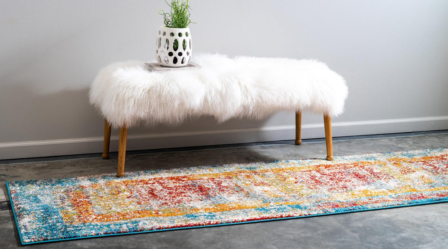 Multicolor 2' 7 x 10' Rosso Runner Area Rug Vintage Distressed Faded Traditional Design Carpet for Unique Home Interior Design for Sale at Rug Engine