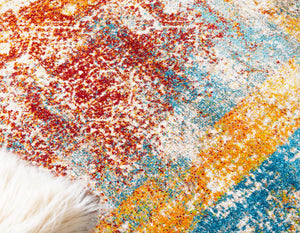 Multicolor 2' 7 x 10' Rosso Runner Area Rug Vintage Distressed Faded Traditional Design Carpet for Unique Home Interior Design for Sale at Rug Engine