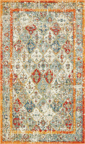Beige 5' 1 x 8' Rosso Rectangle Area Rug Vintage Distressed Faded Traditional Design Carpet for Unique Home Interior Design for Sale at Rug Engine
