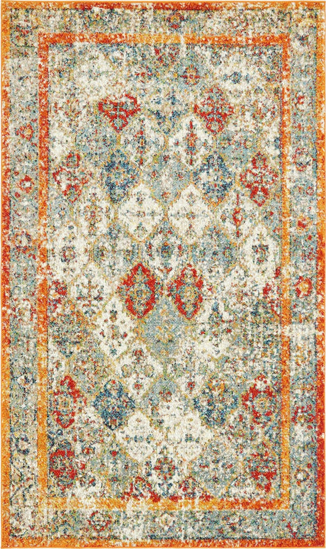 Beige 5' 1 x 8' Rosso Rectangle Area Rug Vintage Distressed Faded Traditional Design Carpet for Unique Home Interior Design for Sale at Rug Engine