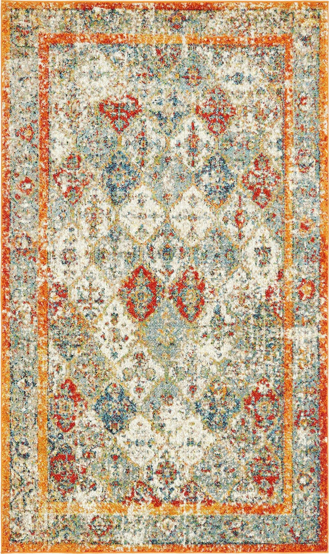 Beige 5' 1 x 8' Rosso Rectangle Area Rug Vintage Distressed Faded Traditional Design Carpet for Unique Home Interior Design for Sale at Rug Engine