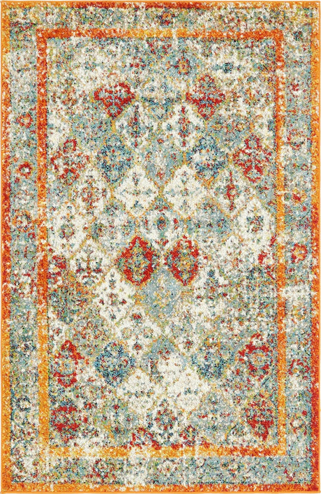 Beige 4' 1 x 6' 1 Rosso Rectangle Area Rug Vintage Distressed Faded Traditional Design Carpet for Unique Home Interior Design for Sale at Rug Engine