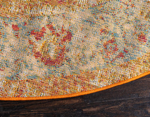 Beige 8' x 8' Rosso Round Area Rug Vintage Distressed Faded Traditional Design Carpet for Unique Home Interior Design for Sale at Rug Engine