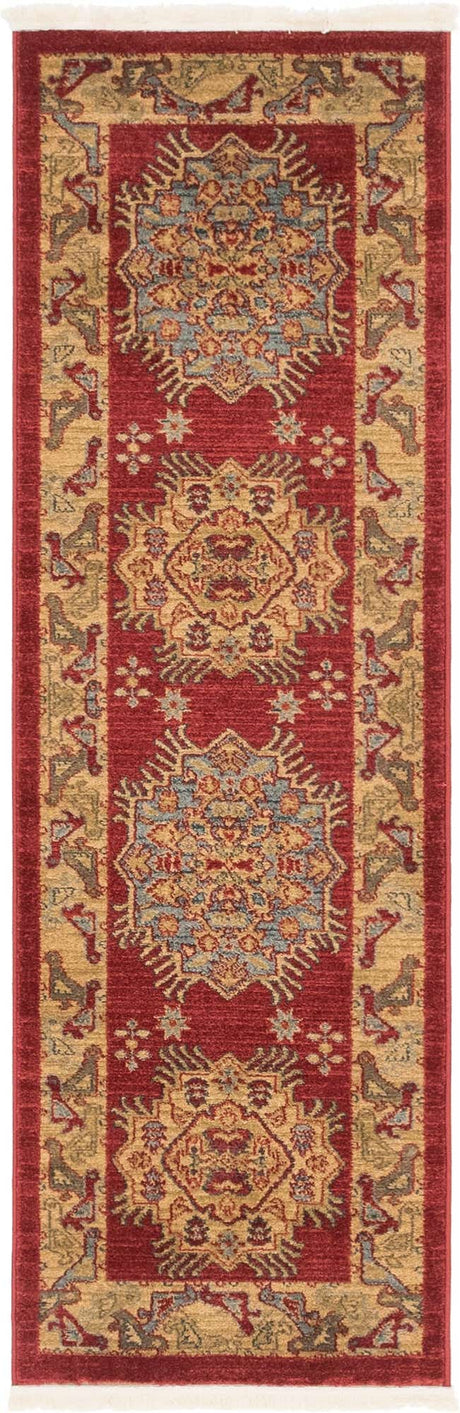 Red 2' x 6' 1 Sahand Runner Area Rug Affordable Easy Clean Traditional Design Durable Carpet for Home Interior Design Living Room Dining Office for Sale at Rug Engine