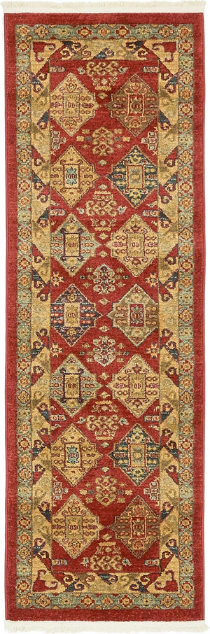 Red 2' x 6' 1 Sahand Runner Area Rug Affordable Easy Clean Traditional Design Durable Carpet for Home Interior Design Living Room Dining Office for Sale at Rug Engine