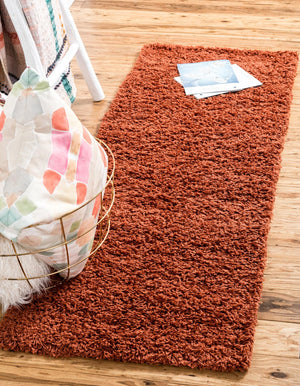 Terracotta 2' 2 x 6' 5 Solid Shag Runner Rug