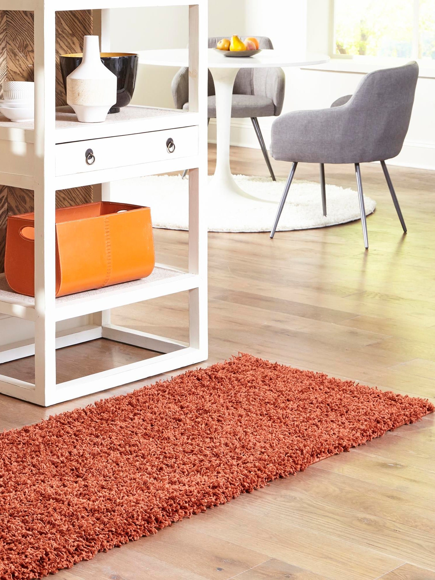 Terracotta 2' 7 x 10' Solid Shag Runner Area Rug Thick Soft Touch Fluffy & Plush Shaggy Pile Durable Minimalist Carpet for Classic Interior Design for Sale at Rug Engine