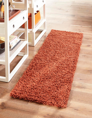 Terracotta 2' 2 x 6' 5 Solid Shag Runner Rug