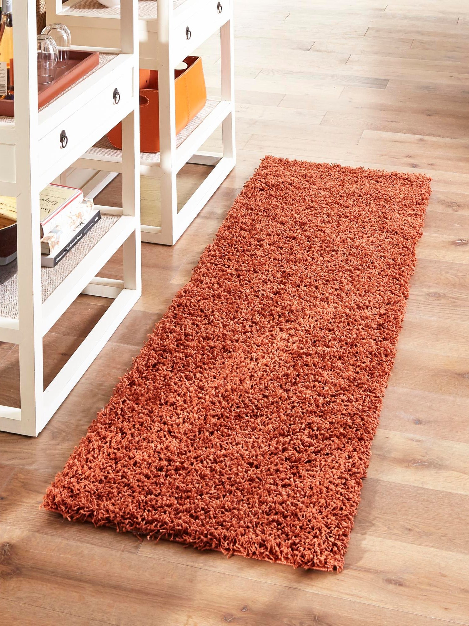 Terracotta 2' 7 x 13' 1 Solid Shag Runner Area Rug Thick Soft Touch Fluffy & Plush Shaggy Pile Durable Minimalist Carpet for Classic Interior Design for Sale at Rug Engine