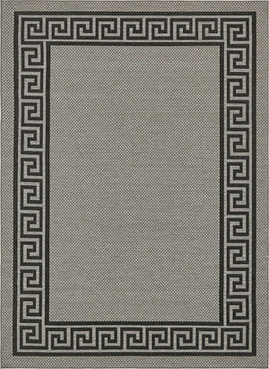 Gray 8' x 11' 4 Outdoor Border Rectangle Area Rug Weather Resistant for Patio, Deck, Terrace, Balcony, Porch 100% Polypropylene Classic Bordered Carpet for Sale at Rug Engine