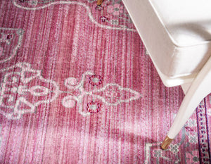 Pink 8' x 8' Austin Square Area Rug 100% Polyester Durable Cotton Backing Living Dining Room Bedroom Office Vintage Decor Carpet for Sale at Rug Engine