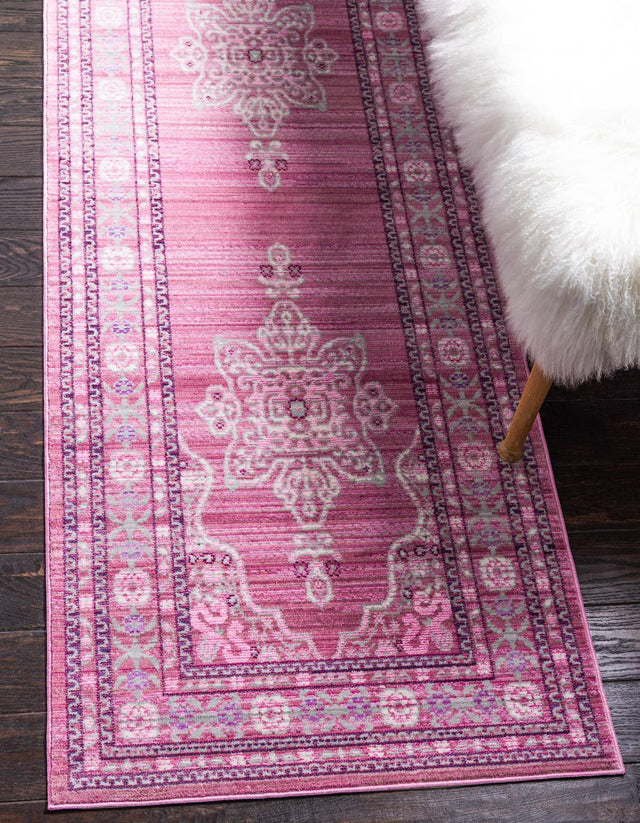 Pink 2' 7 x 10' Austin Runner Area Rug 100% Polyester Durable Cotton Backing Living Dining Room Bedroom Office Vintage Decor Carpet for Sale at Rug Engine