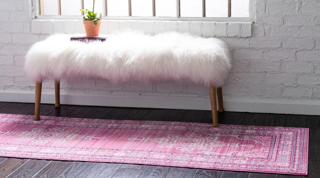 Pink 2' 7 x 10' Austin Runner Area Rug 100% Polyester Durable Cotton Backing Living Dining Room Bedroom Office Vintage Decor Carpet for Sale at Rug Engine
