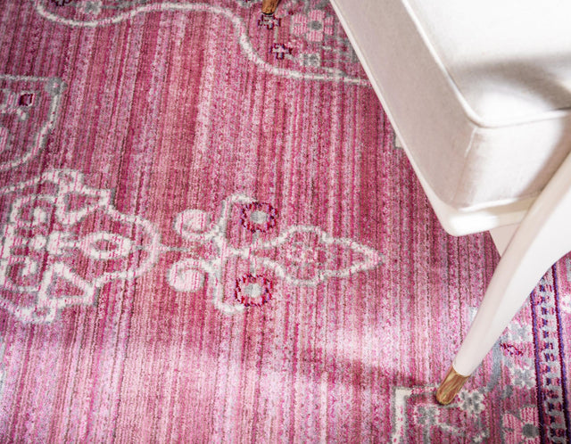 Pink 2' 7 x 10' Austin Runner Area Rug 100% Polyester Durable Cotton Backing Living Dining Room Bedroom Office Vintage Decor Carpet for Sale at Rug Engine