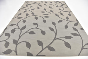 Gray 8' x 11' 4 Outdoor Botanical Rectangle Area Rug Weather Resistant for Patio, Deck, Terrace, Balcony, Porch Polypropylene Garden Floral Tropical Carpet for Sale at Rug Engine