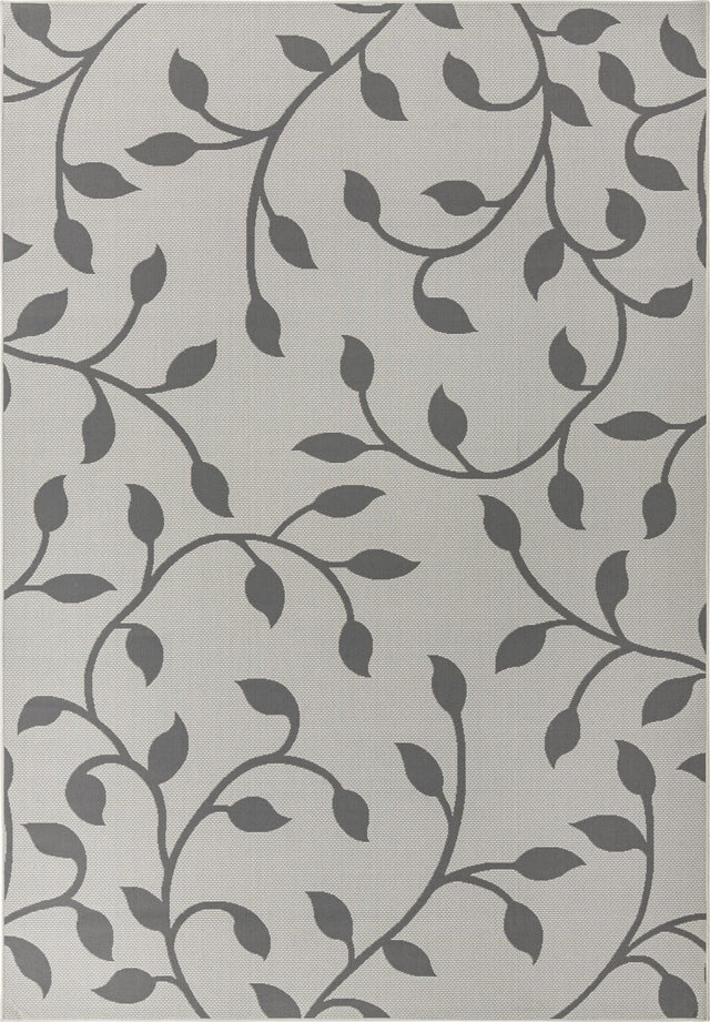 Gray 8' x 11' 4 Outdoor Botanical Rectangle Area Rug Weather Resistant for Patio, Deck, Terrace, Balcony, Porch Polypropylene Garden Floral Tropical Carpet for Sale at Rug Engine