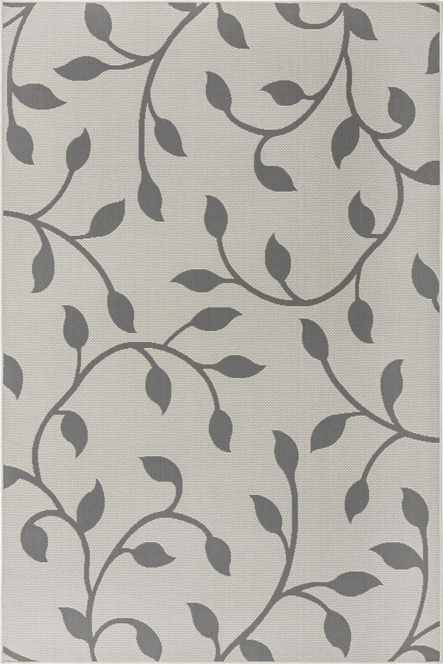 Gray 6' 1 x 9' Outdoor Botanical Rectangle Area Rug Weather Resistant for Patio, Deck, Terrace, Balcony, Porch Polypropylene Garden Floral Tropical Carpet for Sale at Rug Engine