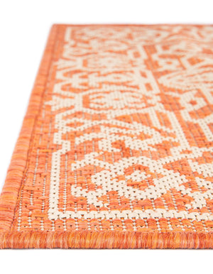 Terracotta 2' x 8' Outdoor Botanical Runner Area Rug Weather Resistant for Patio, Deck, Terrace, Balcony, Porch Polypropylene Garden Floral Tropical Carpet for Sale at Rug Engine