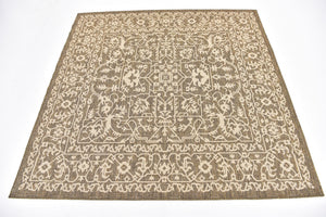 Brown 6' x 6' Outdoor Botanical Square Area Rug Weather Resistant for Patio, Deck, Terrace, Balcony, Porch Polypropylene Garden Floral Tropical Carpet for Sale at Rug Engine