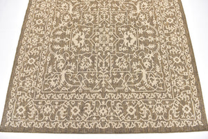 Brown 6' x 6' Outdoor Botanical Square Area Rug Weather Resistant for Patio, Deck, Terrace, Balcony, Porch Polypropylene Garden Floral Tropical Carpet for Sale at Rug Engine